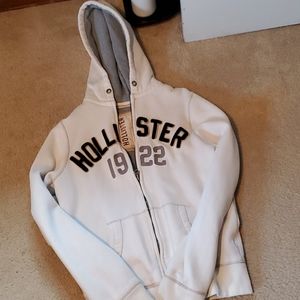 Hollister White Zipper Hoodie